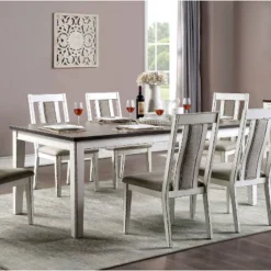 5pc Redmond Expandable Dining Table Set Weathered White/Dark Walnut/Warm Gray - HOMES: Inside + Out