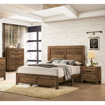 3pc Queen Quail Transitional Bedroom Set Rustic Light Walnut - HOMES: Inside + Out 1 3pc Queen Quail Transitional Bedroom Set Rustic Light Walnut - HOMES: Inside + Out