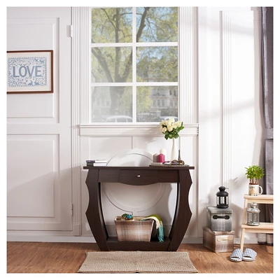 Coralli Modern Cut Out Sofa Table Walnut - HOMES: Inside + Out 3 Coralli Modern Cut Out Sofa Table Walnut - HOMES: Inside + Out - Image 3