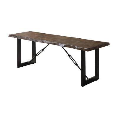 3pc Iohomes Kopec Industrial Style Dining Table Set Walnut - HOMES: Inside + Out 3 3pc Iohomes Kopec Industrial Style Dining Table Set Walnut - HOMES: Inside + Out - Image 3