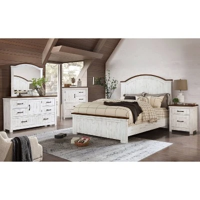 2pc Willow Rustic Dresser And Mirror Set Distressed White/Walnut - HOMES: Inside + Out 2 2pc Willow Rustic Dresser And Mirror Set Distressed White/Walnut - HOMES: Inside + Out - Image 2
