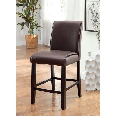 Set Of 2 Lanbert Leatherette Padded Counter Height Barstools Dark Walnut - HOMES: Inside + Out 1 Set Of 2 Lanbert Leatherette Padded Counter Height Barstools Dark Walnut - HOMES: Inside + Out