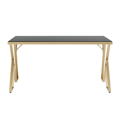 Jalama Glam Glass Top Gold Frame Dining Table - HOMES: Inside + Out 2 Jalama Glam Glass Top Gold Frame Dining Table - HOMES: Inside + Out - Image 2