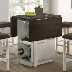 47" Holmseth Drop Leaf Counter Height Dining Table With Wine Rack Dark Walnut/Antique White - HOMES: Inside + Out