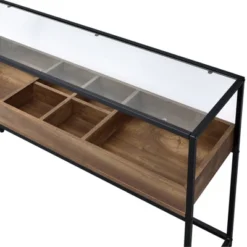 Reattie Glass Top Entryway Table Brown/Matte Black - HOMES: Inside + Out -HOMES: Inside + Out Store GUEST 15810381 9d66 4516 bc3e 5f9b148b44f3