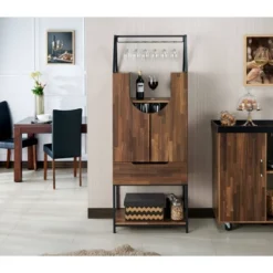 Meluse Multi Storage Wine Cabinet Light Hickory - HOMES: Inside + Out -HOMES: Inside + Out Store GUEST 1784ac34 8ead 4c88 9fdb 66c1314b16cc