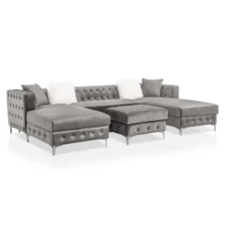 Elmhurst U Shaped Deep Button Tufted Sectional With Ottoman - HOMES: Inside + Out -HOMES: Inside + Out Store GUEST 199a9a20 1e9b 431d b004 68ed4cd06f36