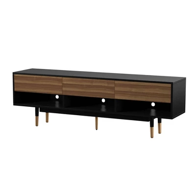 Vanore Mid-Century 3 Drawer TV Stand For TVs Up To 80" Black - HOMES: Inside + Out 5 Vanore Mid-Century 3 Drawer TV Stand For TVs Up To 80" Black - HOMES: Inside + Out - Image 5