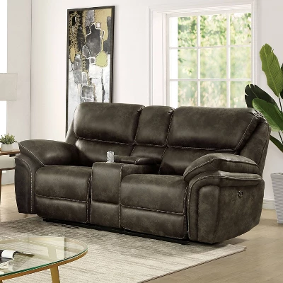 Nisbet Power Reclining Leather Loveseat With Cup Holders Mocha - HOMES: Inside + Out 1 Nisbet Power Reclining Leather Loveseat With Cup Holders Mocha - HOMES: Inside + Out