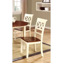 Set Of 2 Lanfield Country Style Back Design Side Chair Vintage White/Cherry - HOMES: Inside + Out