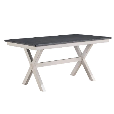 7pc Arga Solid Wood Dining Set Gray/Antique White - HOMES: Inside + Out 2 7pc Arga Solid Wood Dining Set Gray/Antique White - HOMES: Inside + Out - Image 2