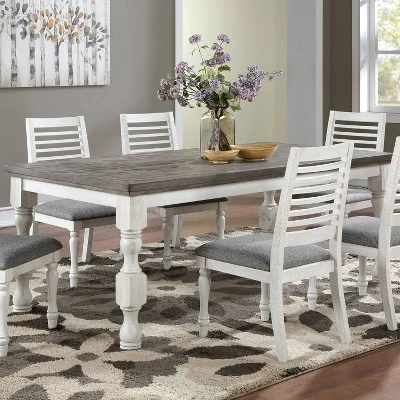 78" Cambrien Rustic Two-Tone Dining Table Antique White/Gray - HOMES: Inside + Out 1 78" Cambrien Rustic Two-Tone Dining Table Antique White/Gray - HOMES: Inside + Out