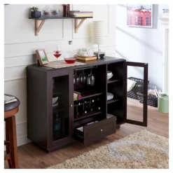 Candie Modern Multi-Storage Dining Buffet With Glass Cabinets Espresso - HOMES: Inside + Out -HOMES: Inside + Out Store GUEST 251c6ff1 57e7 42a9 a1a4 7e60fbdf029e