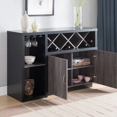 Alsco Buffet Server With Wine Rack Distressed Gray/ Light Oak - HOMES: Inside + Out 4 Alsco Buffet Server With Wine Rack Distressed Gray/ Light Oak - HOMES: Inside + Out - Image 4