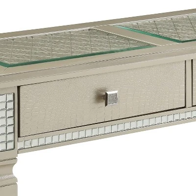 Riverbank Sofa Table With Tempered Glass Silver - HOMES: Inside + Out 2 Riverbank Sofa Table With Tempered Glass Silver - HOMES: Inside + Out - Image 2