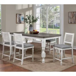 5pc Cambrien Rustic Farmhouse Counter Height Dining Set Antique White/Gray - HOMES: Inside + Out