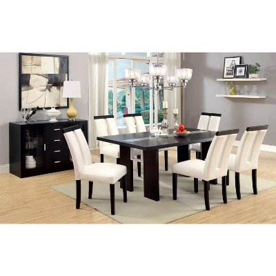 7pc Stevenson Glass Insert Open Shelf W/Led Lights Dining Table Set Black - HOMES: Inside + Out 7 7pc Stevenson Glass Insert Open Shelf W/Led Lights Dining Table Set Black - HOMES: Inside + Out - Image 7