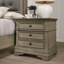 Kritan 3 Drawer Nightstand Antique Warm Gray - HOMES: Inside + Out