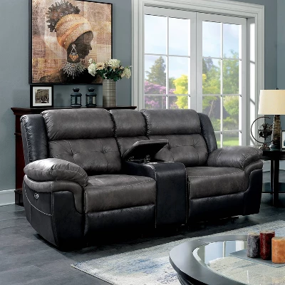 Melio Loveseat With 2 Powered Recliners Gray/Black - HOMES: Inside + Out 1 Melio Loveseat With 2 Powered Recliners Gray/Black - HOMES: Inside + Out
