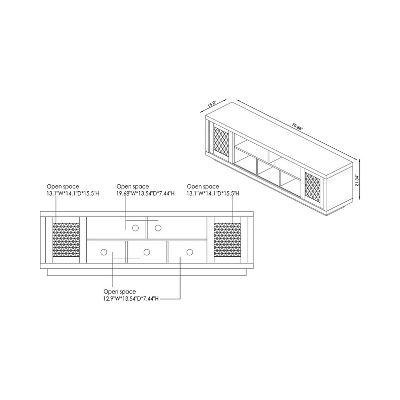 Valla Industrial TV Stand For TVs Up To 70" Distressed Walnut/Cement - HOMES: Inside + Out 3 Valla Industrial TV Stand For TVs Up To 70" Distressed Walnut/Cement - HOMES: Inside + Out - Image 3
