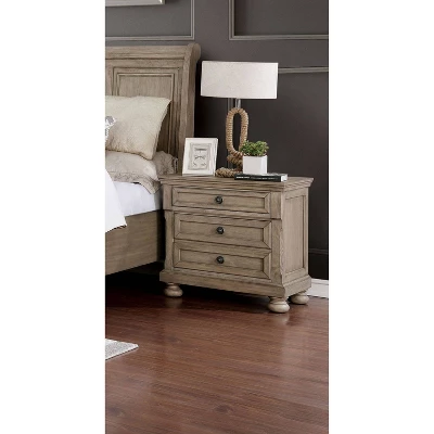 3 Earl Drawer Nightstand Gray - HOMES: Inside + Out 1 3 Earl Drawer Nightstand Gray - HOMES: Inside + Out