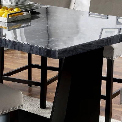 70" Westlie Rectangular Genuine Marble Top Counter Height Table Gray/Black - HOMES: Inside + Out 2 70" Westlie Rectangular Genuine Marble Top Counter Height Table Gray/Black - HOMES: Inside + Out - Image 2