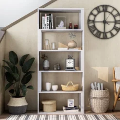 70.5" Montalva 5 Shelf Bookcase White Oak - HOMES: Inside + Out -HOMES: Inside + Out Store GUEST 3765b03c 743b 45d1 869a 9d1c51d96a20
