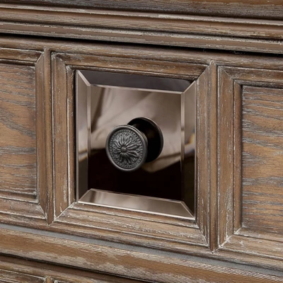 Lellen 3 Drawer Carved Details Nightstand Rustic Natural Tone - HOMES: Inside + Out 4 Lellen 3 Drawer Carved Details Nightstand Rustic Natural Tone - HOMES: Inside + Out - Image 4