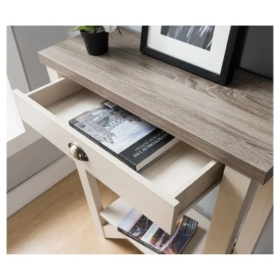 Risa Contemporary 1 Drawer Console Table Ivory /Light Oak - HOMES: Inside + Out 2 Risa Contemporary 1 Drawer Console Table Ivory /Light Oak - HOMES: Inside + Out - Image 2