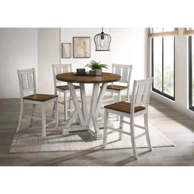 5pc Naxti Rustic Round Counter Height Dining Table Set Light Oak/Antique White - HOMES: Inside + Out 1 5pc Naxti Rustic Round Counter Height Dining Table Set Light Oak/Antique White - HOMES: Inside + Out