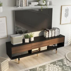 Vanore Mid-Century 3 Drawer TV Stand For TVs Up To 80" Black - HOMES: Inside + Out 10 Vanore Mid-Century 3 Drawer TV Stand For TVs Up To 80" Black - HOMES: Inside + Out -HOMES: Inside + Out Store GUEST 434743ed 6be4 40d9 abd4 b170f8a7dc17