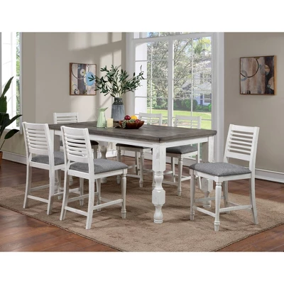 7pc Cambrien Rustic Farmhouse Counter Height Dining Set Antique White/Gray - HOMES: Inside + Out 1 7pc Cambrien Rustic Farmhouse Counter Height Dining Set Antique White/Gray - HOMES: Inside + Out
