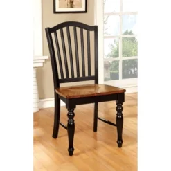 Set Of 2 Jameson Country Style Wooden Chair Black/Oak - HOMES: Inside + Out