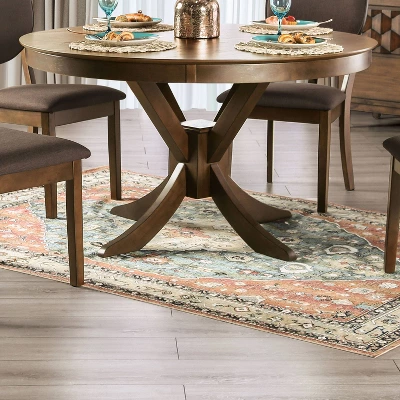 5pc Raven Transitional Round Dining Table Set Walnut/Dark Chocolate - HOMES: Inside + Out 2 5pc Raven Transitional Round Dining Table Set Walnut/Dark Chocolate - HOMES: Inside + Out - Image 2