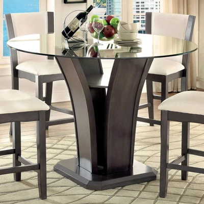 HOMES: Inside + Out Wright II Beveled Glass Round Counter Height Table - Gray 1 HOMES: Inside + Out Wright II Beveled Glass Round Counter Height Table - Gray