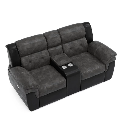 Melio Loveseat With 2 Powered Recliners Gray/Black - HOMES: Inside + Out 3 Melio Loveseat With 2 Powered Recliners Gray/Black - HOMES: Inside + Out - Image 3