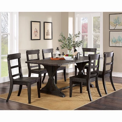 7pc Strasbourg Rustic Dining Table Set Antique Black - HOMES: Inside + Out 1 7pc Strasbourg Rustic Dining Table Set Antique Black - HOMES: Inside + Out