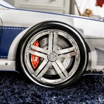 Twin Quessa Police Car Bed With Led Headlight Chair Black/White - HOMES: Inside + Out 6 Twin Quessa Police Car Bed With Led Headlight Chair Black/White - HOMES: Inside + Out - Image 6