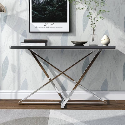 Drubeck Mirrored Rectangle Sofa Table Chrome - HOMES: Inside + Out 2 Drubeck Mirrored Rectangle Sofa Table Chrome - HOMES: Inside + Out - Image 2