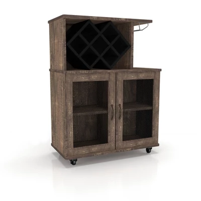 Morse Farmhouse Mobile Wine Cabinet Reclaimed Oak - HOMES: Inside + Out 2 Morse Farmhouse Mobile Wine Cabinet Reclaimed Oak - HOMES: Inside + Out - Image 2