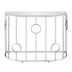 Oakmonte Mirrored Semi Circle Sofa Table Chrome - HOMES: Inside + Out -HOMES: Inside + Out Store GUEST 631b31be b846 44e4 8df9 0ded1f861203