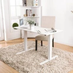 Baron Contemporary Adjustable Office Stand Up Table Small White - HOMES: Inside + Out