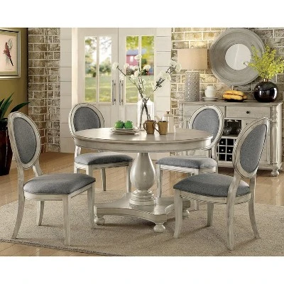 5pc Gordon Transitional Round Dining Set Antique White/Gray - HOMES: Inside + Out 1 5pc Gordon Transitional Round Dining Set Antique White/Gray - HOMES: Inside + Out