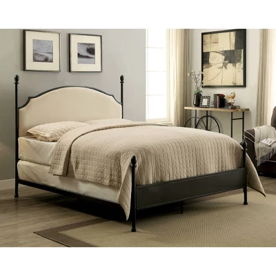 Geraldine Upholstered Headboard Poster Panel Bed Powder Coated Gun Metal - HOMES: Inside + Out 1 Geraldine Upholstered Headboard Poster Panel Bed Powder Coated Gun Metal - HOMES: Inside + Out