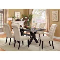 7pc Mount Rose Rustic Dining Table Set Brushed Black/Beige - HOMES: Inside + Out