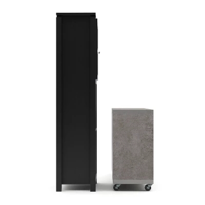 2pc Torrey Multi Storage Buffet And Bar Tower Set Black/Cement - HOMES: Inside + Out 4 2pc Torrey Multi Storage Buffet And Bar Tower Set Black/Cement - HOMES: Inside + Out - Image 4