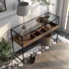 Reattie Glass Top Entryway Table Brown/Matte Black - HOMES: Inside + Out