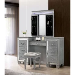 2pc Mallery Vanity Set With Stool Silver - HOMES: Inside + Out 10 2pc Mallery Vanity Set With Stool Silver - HOMES: Inside + Out -HOMES: Inside + Out Store GUEST 69d228ee f11a 4910 b1ae 020b1005486c