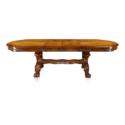 9pc Lion Claw Elegant Carved Extendable Dining Table Set Wood/Antique Oak - HOMES: Inside + Out 9 9pc Lion Claw Elegant Carved Extendable Dining Table Set Wood/Antique Oak - HOMES: Inside + Out - Image 9