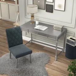 2pc Singger Writing Desk With Chair Gray - HOMES: Inside + Out -HOMES: Inside + Out Store GUEST 71150932 5aab 46fc 8938 81ddac3b805e